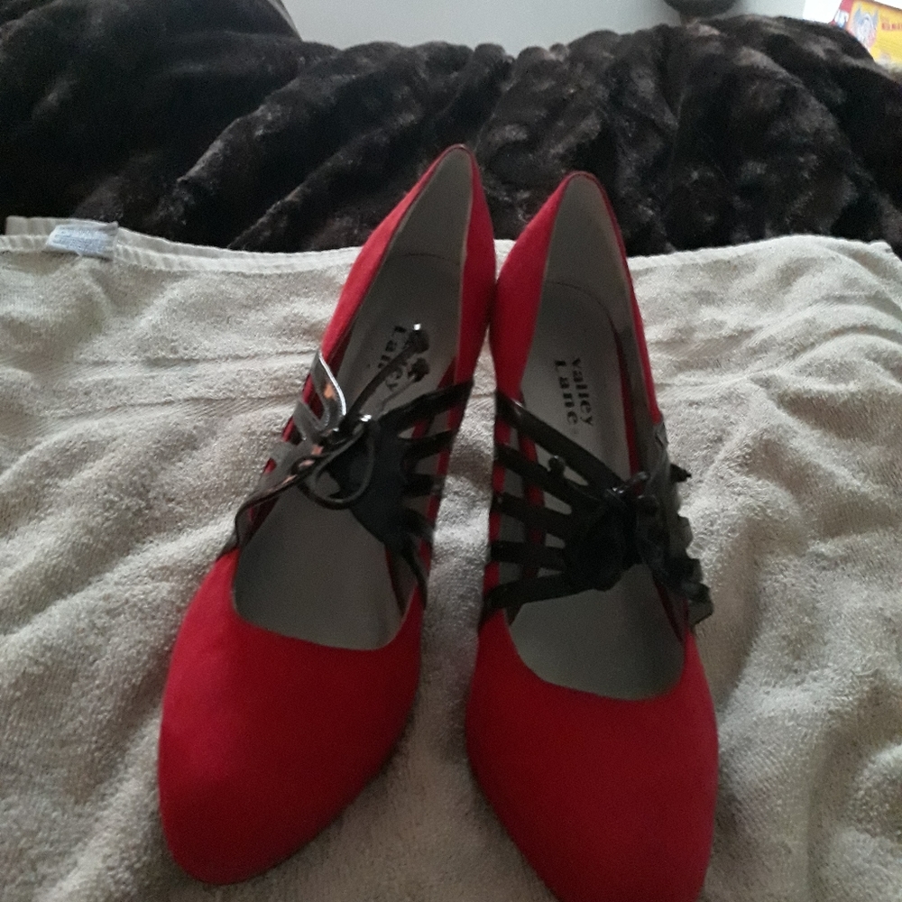 Valley Lane Red Suade 3 inch Heels